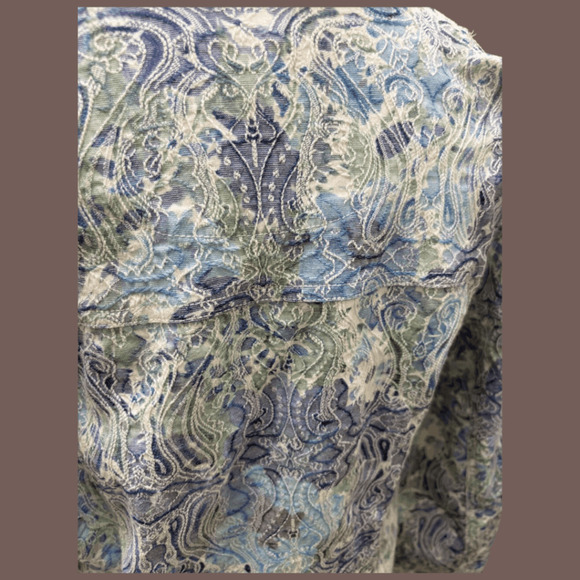 Joni B Paisley Jacket | Blue Green Trucker Style | Size L | Vintage - Picture 4 of 5